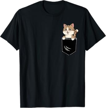 Funny Cat In Pocket Animal Cute Women Men T-Shirt