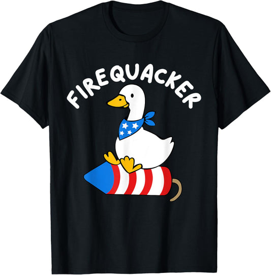 Fire Quacker Fireworks Patriotic Goose America 4th Of July T-shirt