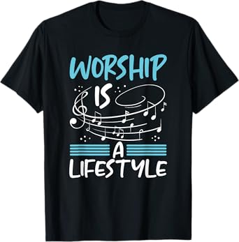 Christianity Worship is a Lifestyle Music Notes Christian T-Shirt