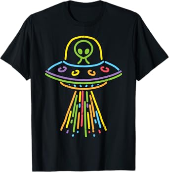 Colorful Alien Ufo Lines Cute Toddler Girls Boys Kids Women T-Shirt