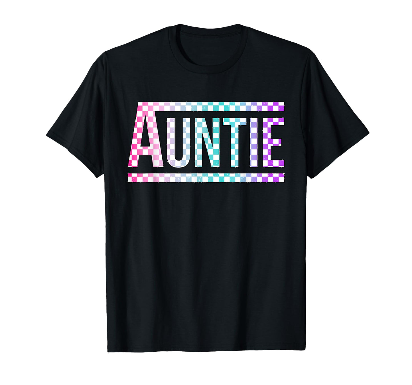 Auntie Checkered Tie Dye Family Mother's Day Pit Crew Women T-Shirt