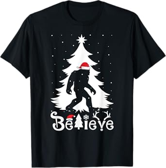 Bigfoot Christmas Gifts For Men Boys Girls Funny Christmas T-Shirt