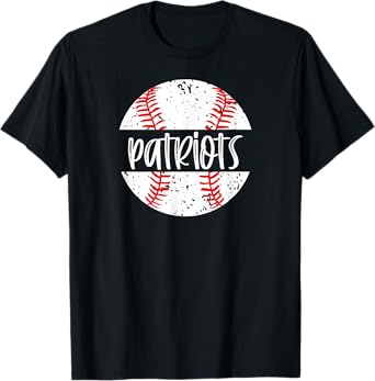 Patriots Baseball Team Mascot School Spirit Game Day T-Shirt