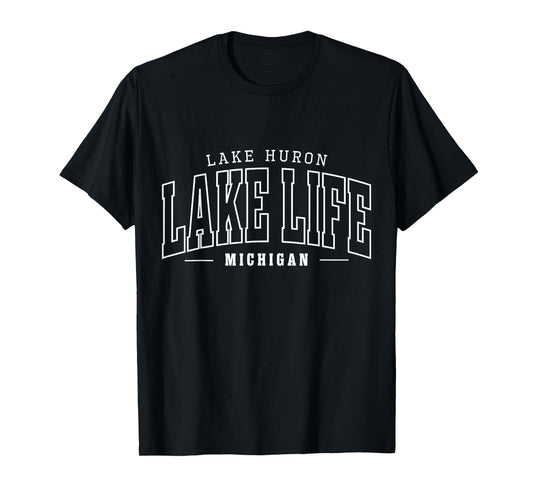 Lake Life Minimalist Huron Lake Summer Vacation Babe T-Shirt