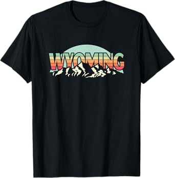 American State Wyoming - Vintage Mountain Nature Hiking T-Shirt