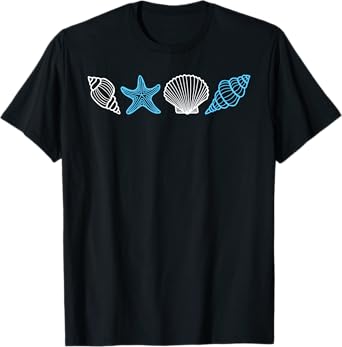 Beach Ocean Seashell Starfish Casual Summer Vacation Beach T-Shirt