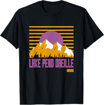 Lake Pend Oreille Vintage Mountains Hiking Camp Idaho Retro T-Shirt
