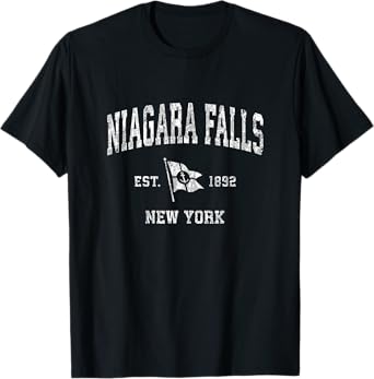 Niagara Falls NY Vintage Nautical Boat Anchor Flag Sports T-Shirt