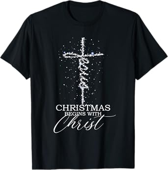Christmas begins with Christ Jesus Faithful Christian Light T-Shirt