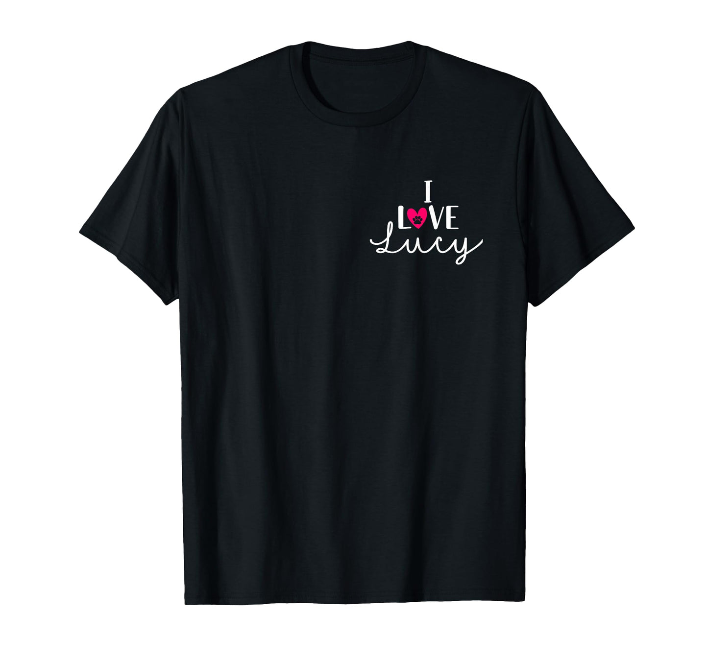 I Love Lucy A Love Heart Dog Paw Dog Name Pocket T-Shirt