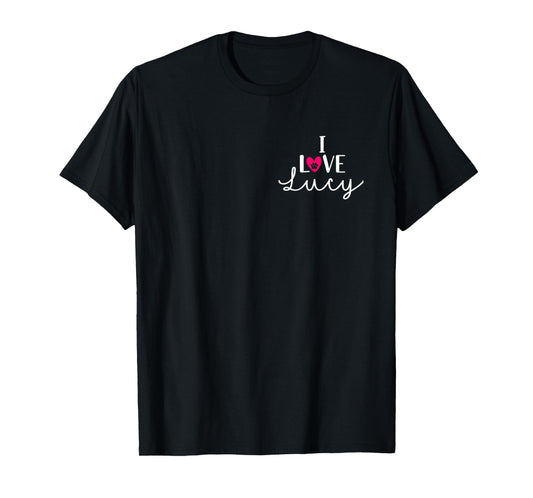 I Love Lucy A Love Heart Dog Paw Dog Name Pocket T-Shirt