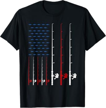 Fishing Rods American Flag T-Shirt