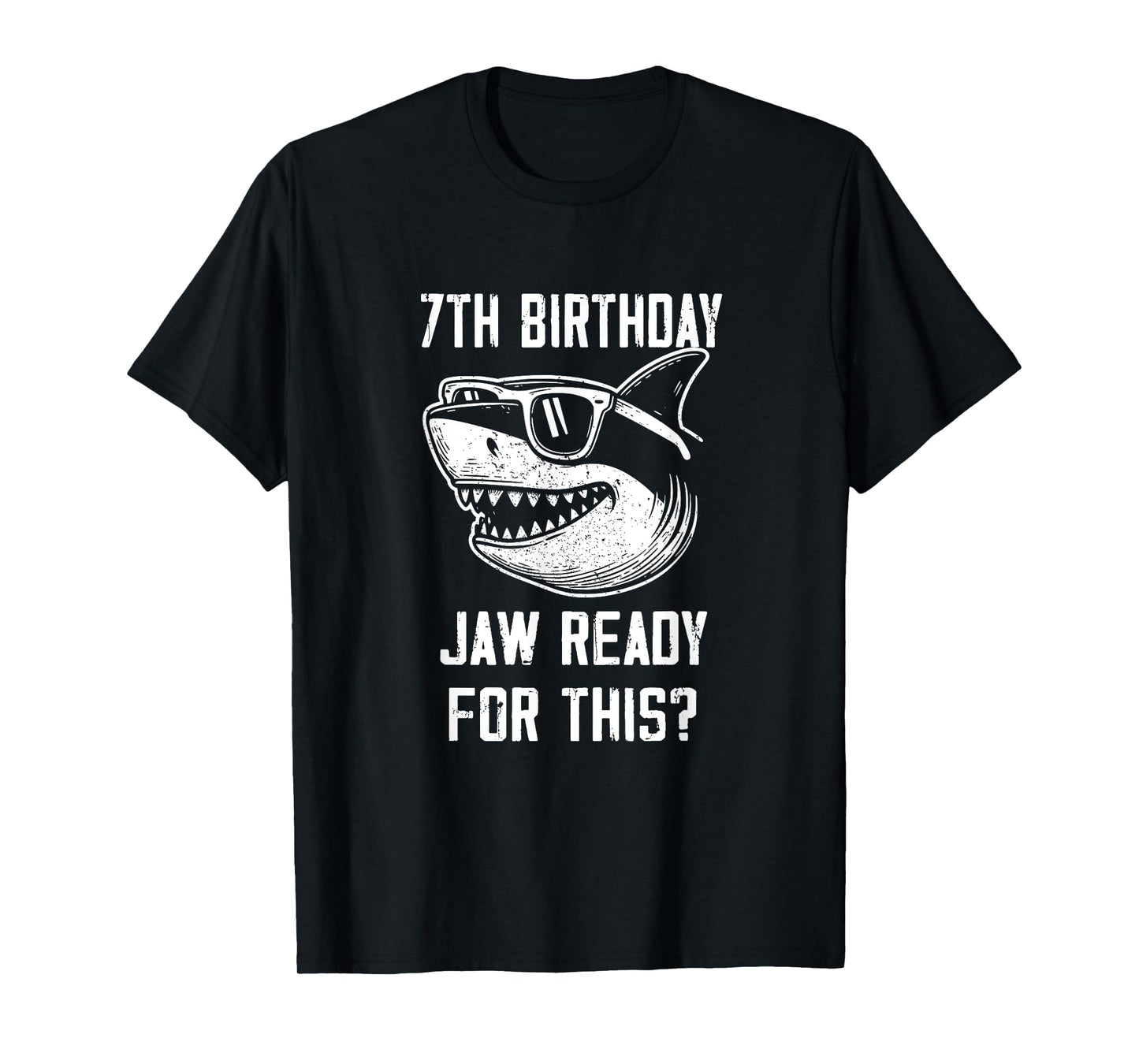 7th Birthday Jaw Ready For This Kids Shark Ocean Wildlife T-Shirt
