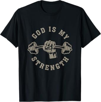 God Is Vintage Art Gym Christian Workout Fitness My Strength T-Shirt, Small, Black