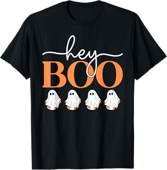 Groovy Hey Boo Cute Ghost Funny Halloween Girls Women Kids T-Shirt