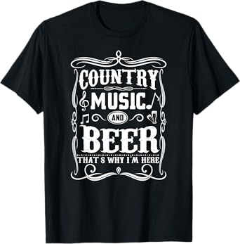 Country Music Beer Lover Vintage Guitar Cowboy Boots Product T-Shirt