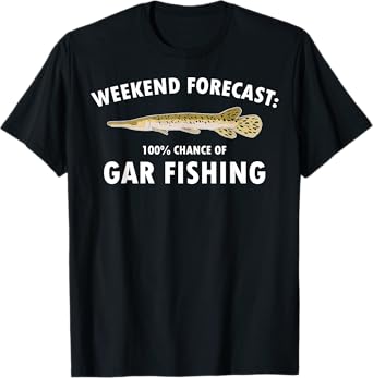 Funny Weekend Forecast Alligator Gar Fishing T-Shirt