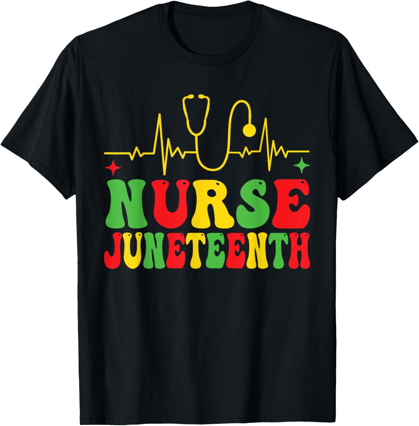 Juneteenth Nurse Groovy Afro African Nursing Black Women T-Shirt