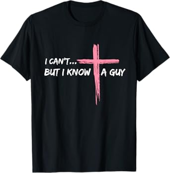 I Know A Guy Christian Apparel Jesus Gifts Retro Jesus Christian T-Shirt - Unisex-Adult, Kids - Black - Cross Print - Retro - Short Sleeve - T-Shirt - Small