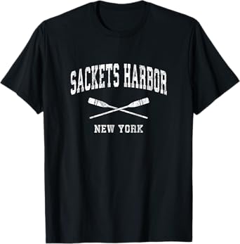 Sackets Harbor New York Vintage Nautical Paddles Sports Oars T-Shirt