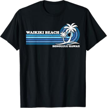 Retro Vintage Family Vacation Honolulu Hawaii Waikiki Beach T-Shirt