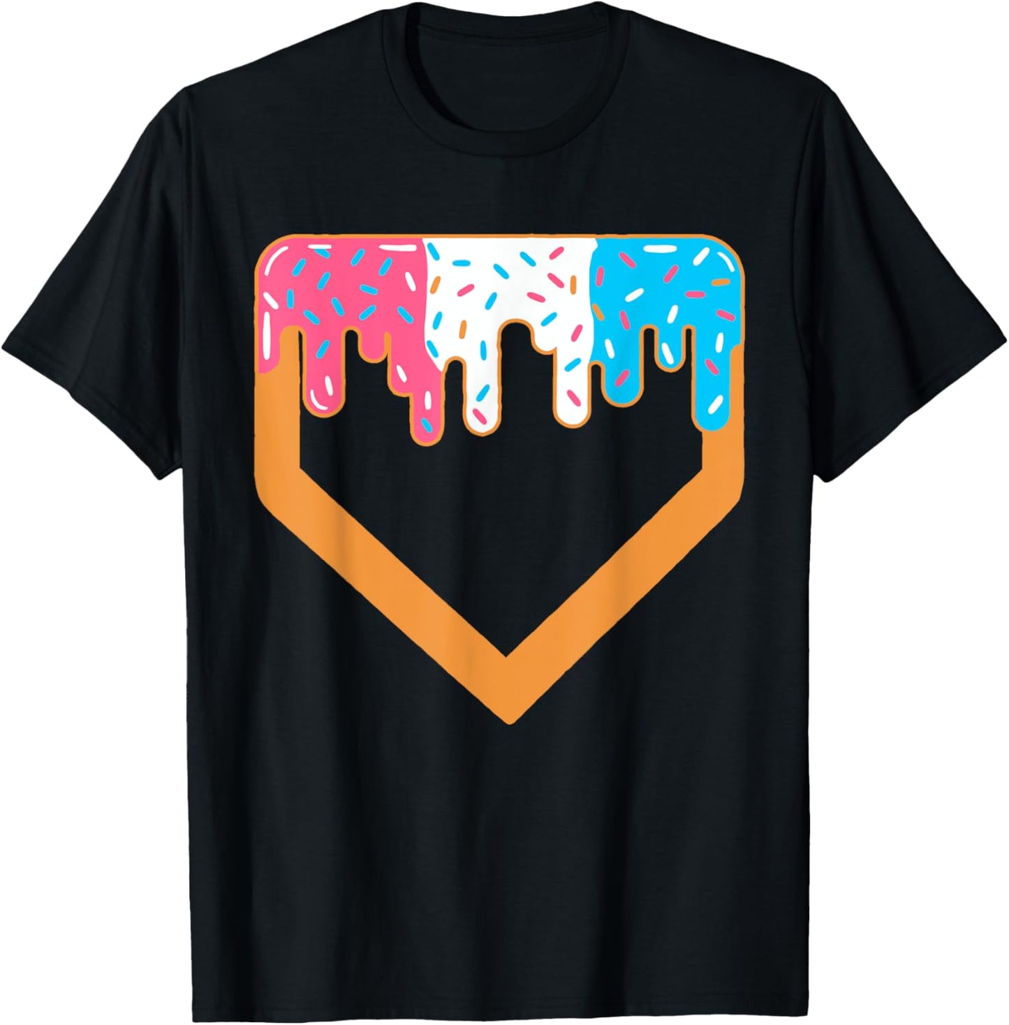 Baseball Home Plate Dripping Ice Cream Drip Youth Boys T-Shirt