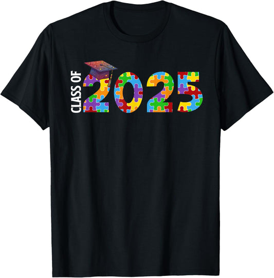 Class of 2025 Autism Puzzle Graduation Senior Proud Autistic T-Shirt