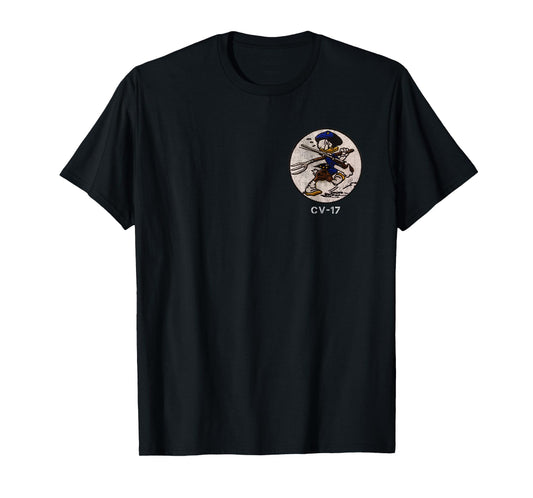 USS Bunker Hill CV-17 Logo American Flag Aircraft Carrier T-Shirt