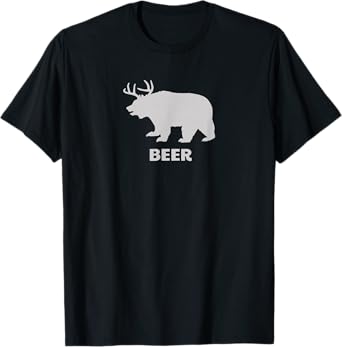 Deer Antlers + Grizzly Bear = Beer, Funny Hunting Drinking T-Shirt
