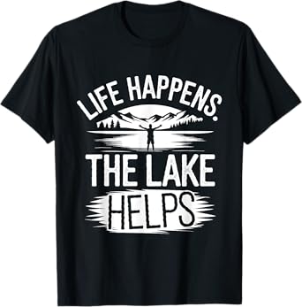 Vintage Life happens the lake helps funny T-Shirt