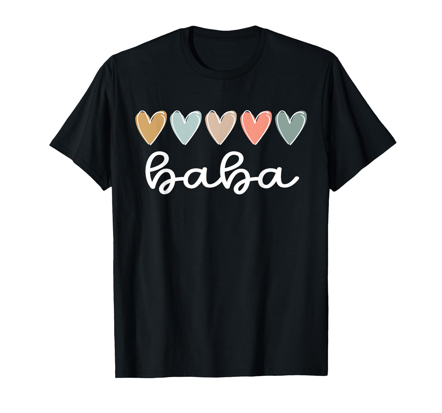 Baba Hearts Baba Grandma Baba Grandmother T-Shirt, Small, Black