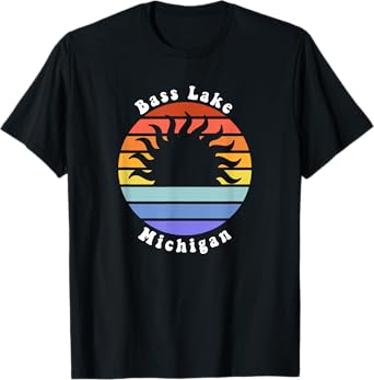 Bass Lake Michigan MI Sunset Summer Vacation T-Shirt for Men Women Kids