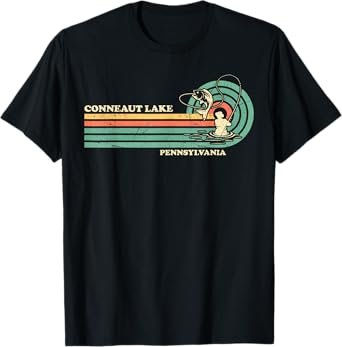 Vintage Retro Summer Fishing Pennsylvania Conneaut Lake T-Shirt