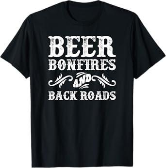 Vintage Beer Bonfires & Back Roads Novelty Tshirt for Men T-Shirt