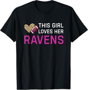 This Girl Loves Her Ravens Vintage Leopard Style T-Shirt