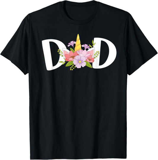 Dad Unicorn Floral Birthday Matching T-Shirt