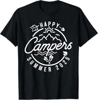 Happy Campers Camping Campfire Camp Summer 2025 Vacation T-Shirt