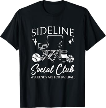 Women Sideline Social Club Baseball Mom Game Day Mothers Day T-Shirt