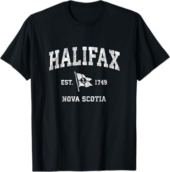 Halifax Canada Vintage Nautical Boat Anchor Flag Sports T-Shirt