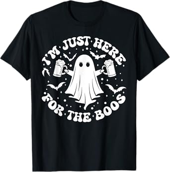 I'm Just Here for The Boos Cute Ghost Beer Halloween Costume T-Shirt