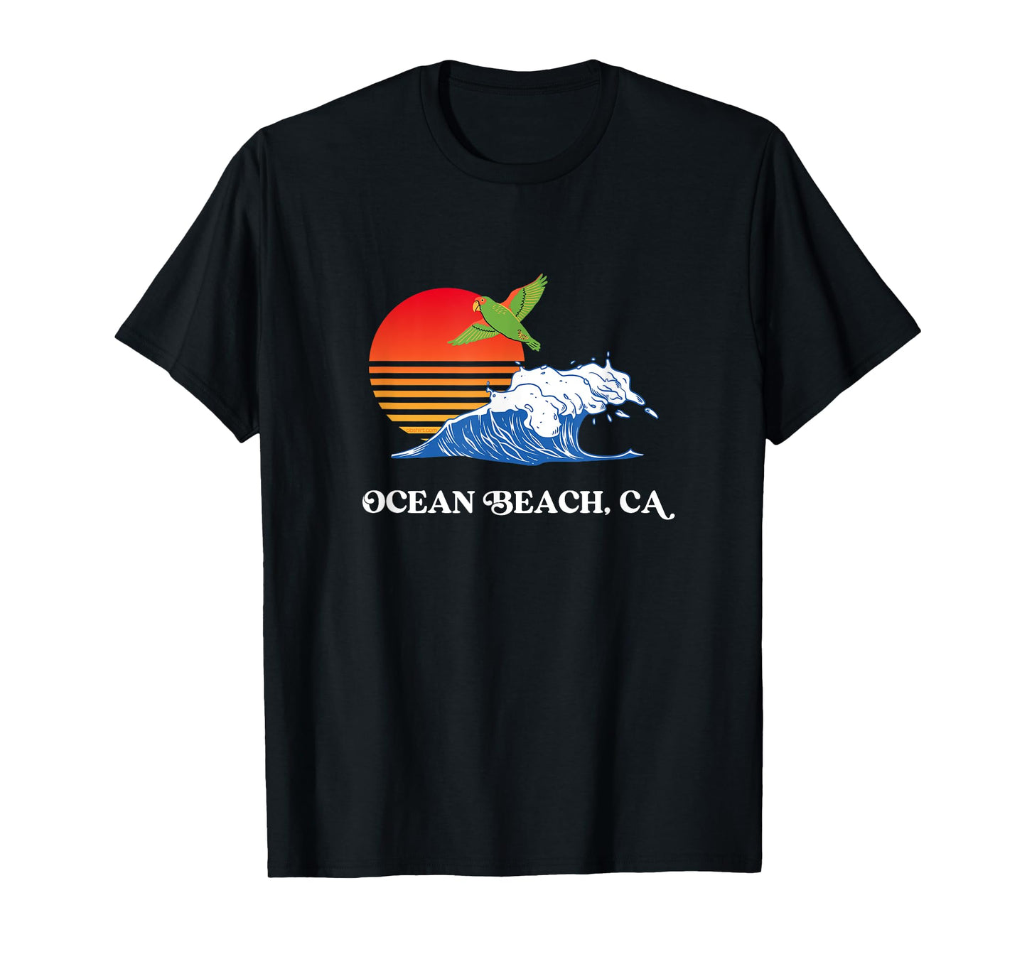 Ocean Beach, San Diego, California Sunset OB Parrot T-Shirt for Men Women Girls Kids
