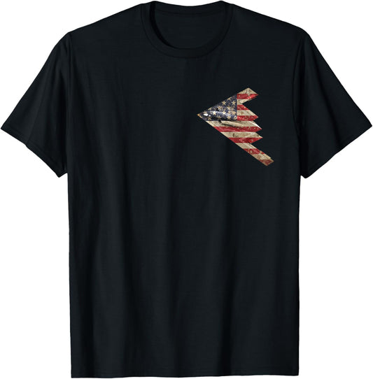 B-2 Bomber Stealth Aircraft Schematic American Flag B2 T-Shirt