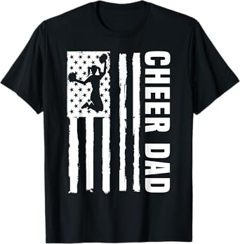 Cheer Dad Cheerleading American Flag Fathers Day Cheerleader T-Shirt