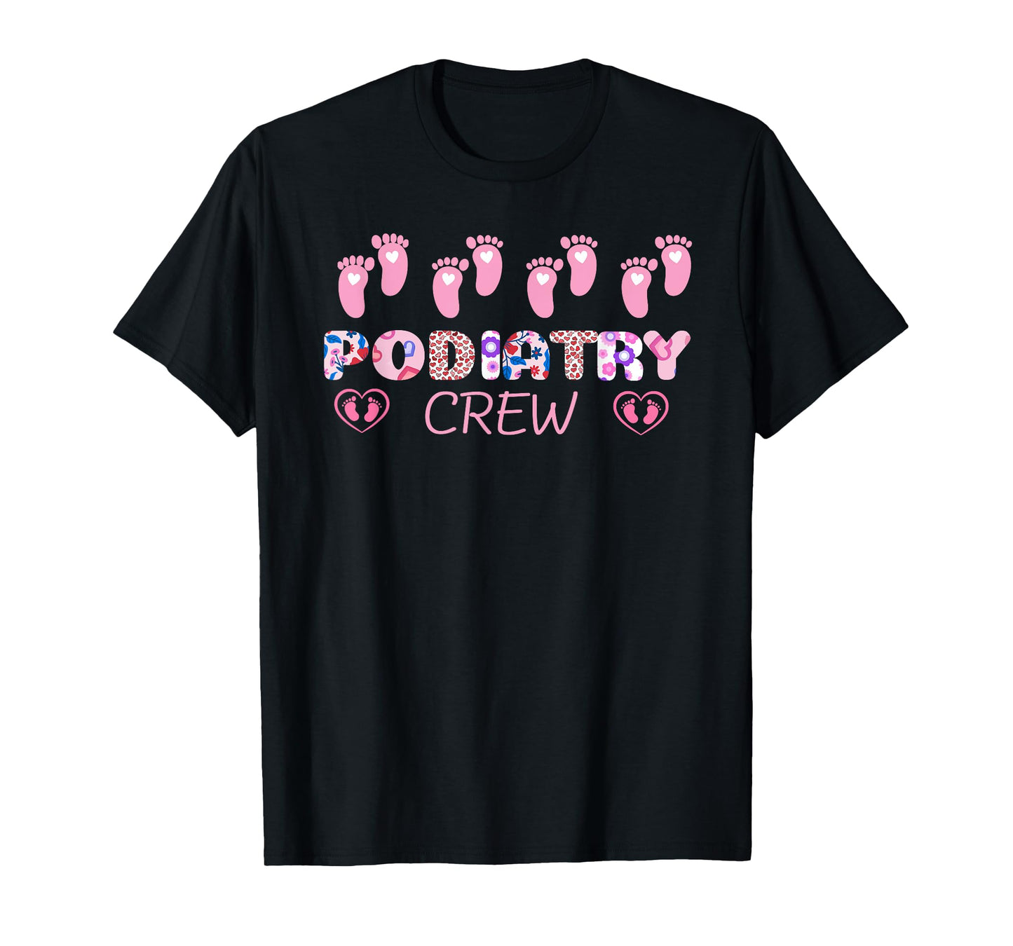 Podiatry Crew Footprint Leopard Podiatrist Valentine's Day T-Shirt