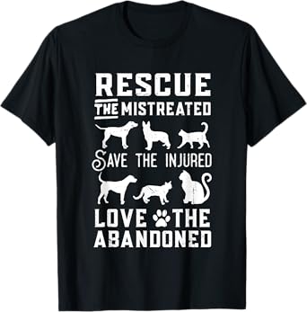 Dog Lover Cat Lover Rescue Save Love Animal Rescue Awareness T-Shirt for Men Women Kids