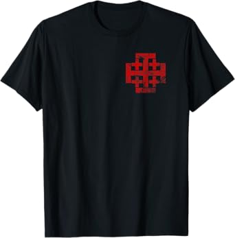 Jerusalem Cross Crusader T-Shirt Christian Catholic Distress T-Shirt