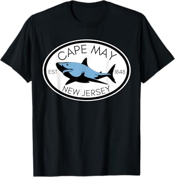 Cape May New Jersey Fishing Shark Fish Beach Boating NJ Men Women Kids T-Shirt
