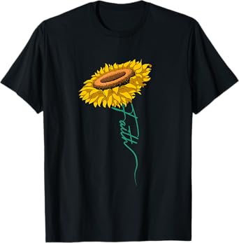 Sunflower Faith Blessed Jesus Sunflower Religious Christian T-Shirt
