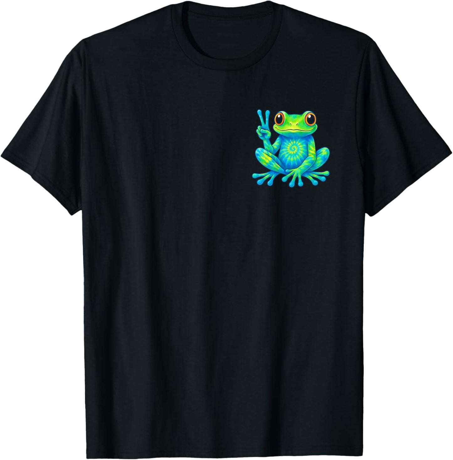 Groovy 80s Tie-Dye Frog Colorful Frog Peace Sign Hippie T-Shirt