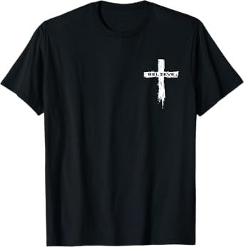 Christian Cross Religious Believe Graphic T-Shirt - Unisex-Adults, Unisex-Kids, Girls - Black - Short Sleeve - Small - Modern - Graphic T-Shirt